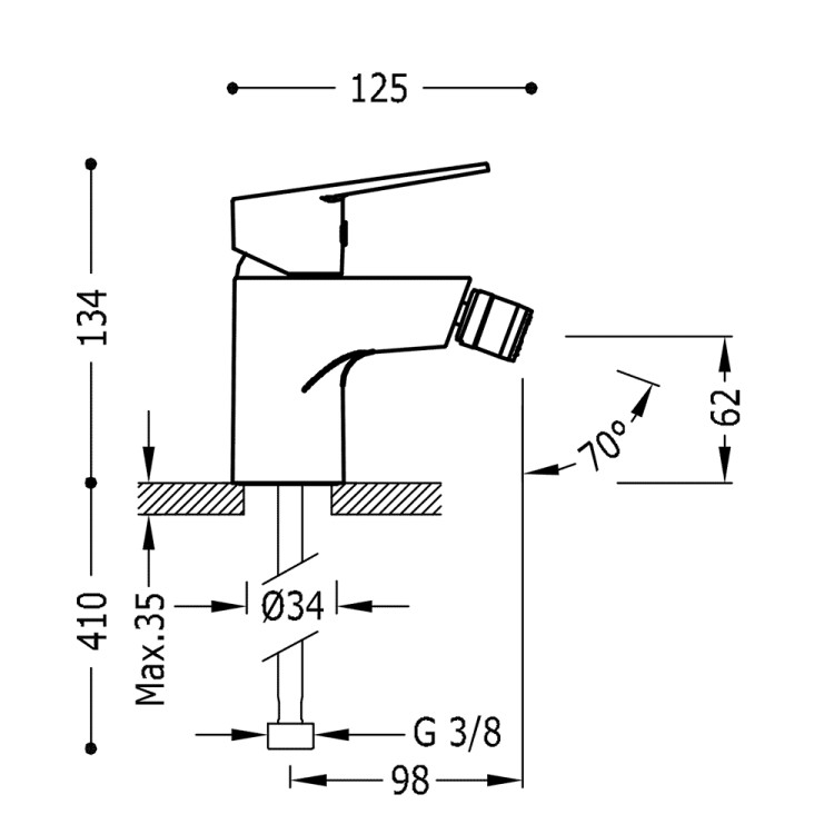 Bidē maisītājs BASE-TRES, hroms 21512010