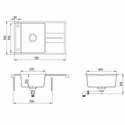 Virtuves izlietne HELIKA Bella 780x500 mm, SQB101AW-220