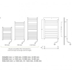 Elektriskais dvieļu žāvētājs VIKING 530x700mm 130W, melns C31