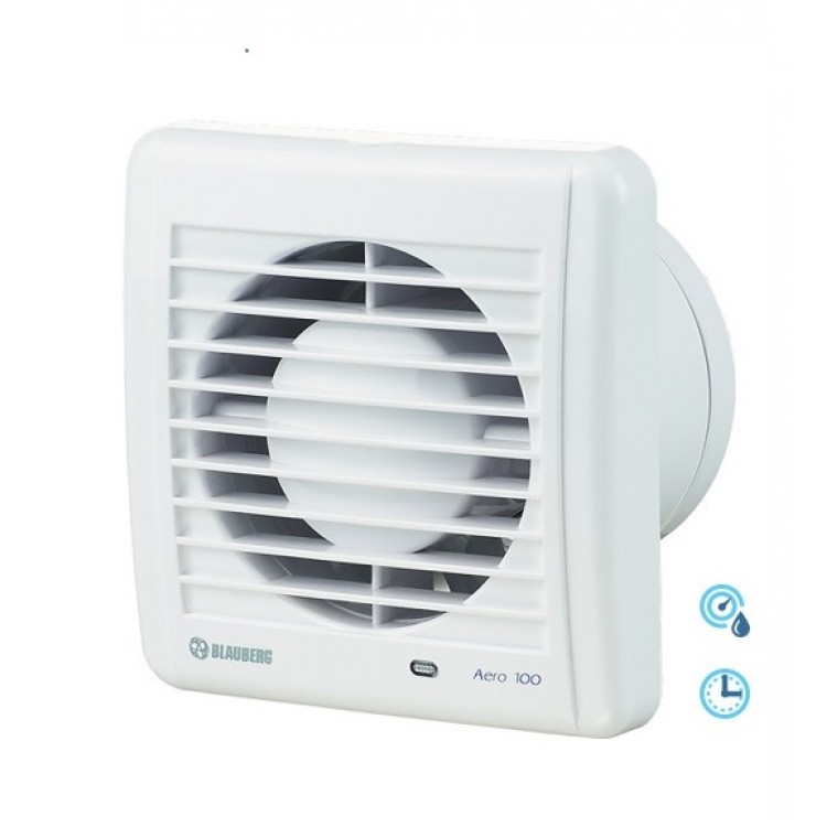 Sadzīves ventilators Blauberg Aero 100H ar taimeri, mitruma sensors