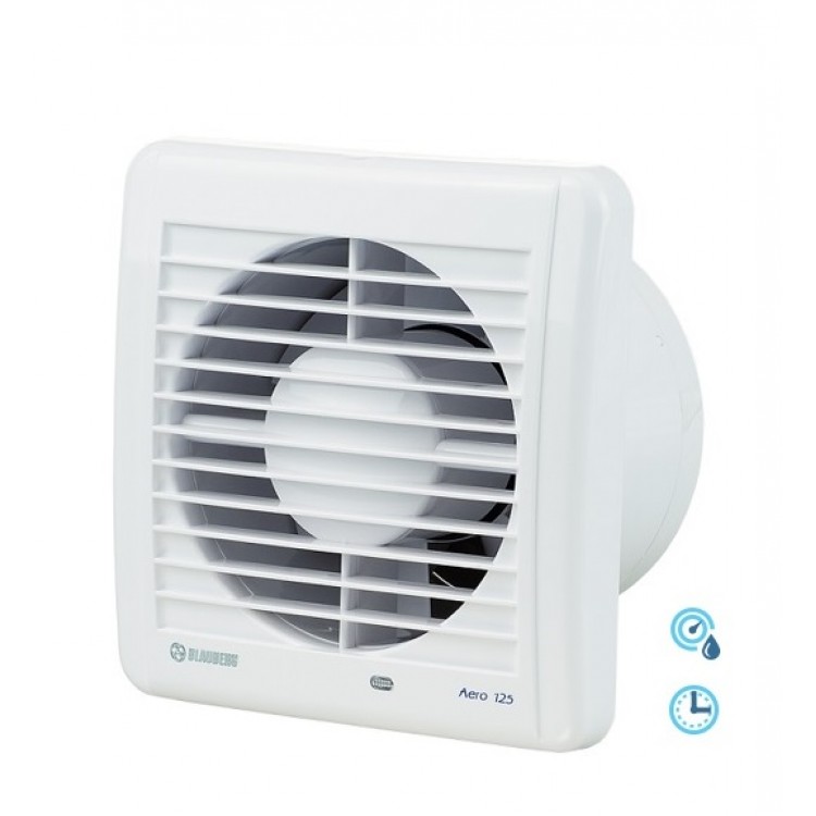 Sadzīves ventilators Blauberg Aero 125H ar taimeri, mitruma sensors
