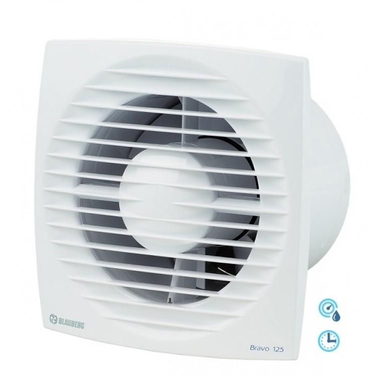 Sadzīves ventilators Blauberg Bravo 125H ar taimeri, mitruma sensors