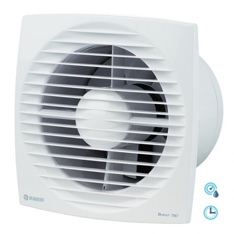 Sadzīves ventilators Blauberg Bravo 150H ar taimeri, mitruma sensors
