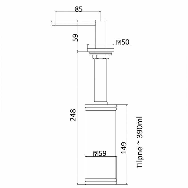 Šķidro ziepju dozators BLUE WATER DISP-INOX AP, nerūsējošs tērauds