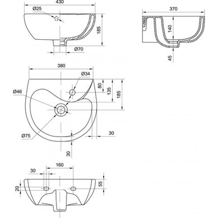 Vannas istabas izlietne Colombo BEMBI 40 cmm, balta 195208