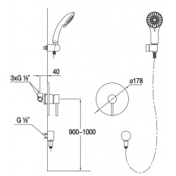Dušas sistēma iebūvējamā Blue Water Denver, DEN-ZKP.300C