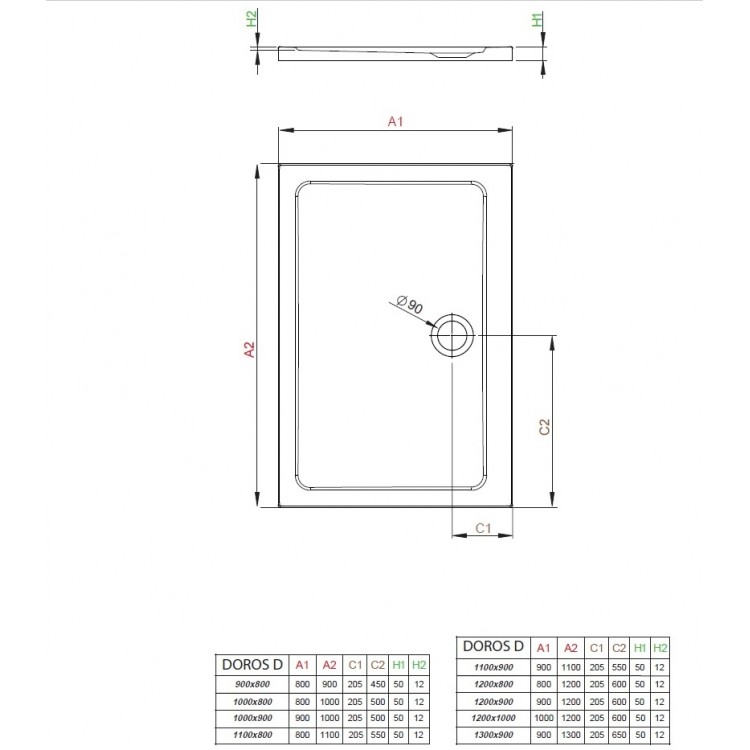 Dušas paliktnis taisnstūra Radaway DOROS D 120x100cm