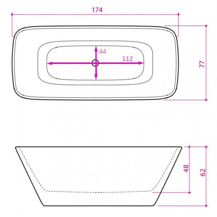 Brīvi stāvoša vanna Balteco DUNE 174x77 cm