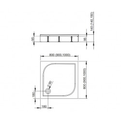 Dušas paliktnis kvadrātveida Radaway DELOS C 100x100, balts