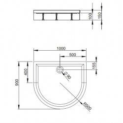 Dušas paliktnis pusapaļš Radaway DELOS P 100x90 ,balts