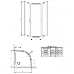 Dušas stūris pusapaļš Radaway Dolphi Premium Plus A 90