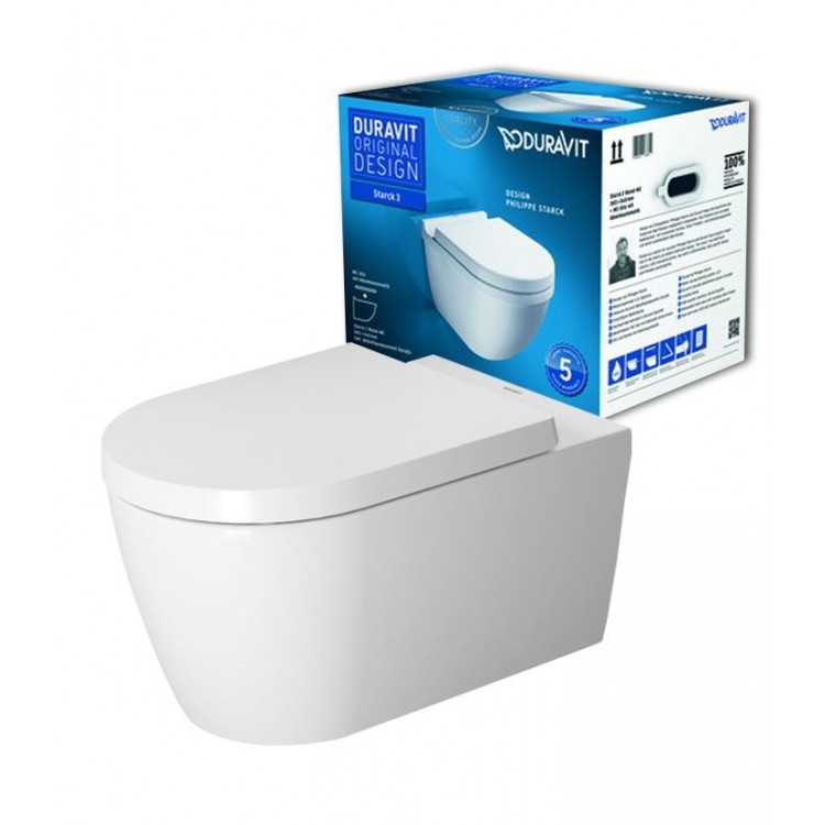 Tualetes pods piekaramais Duravit ME by Starck Rimless ar Soft Close vāku, 45290900A1