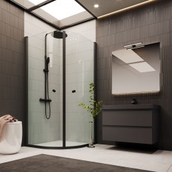 Dušas stūris pusapaļš Duschy Round Black 900x900, 2x5252-90