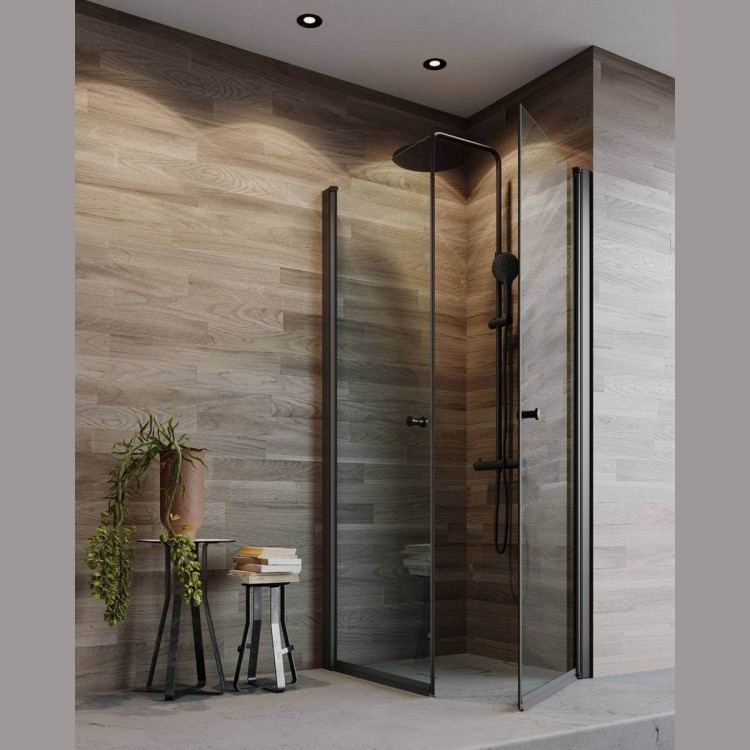 Dušas stūris kvadrātveida Duschy BLACK 800x800, caurspīgs stikls 2x5242-80