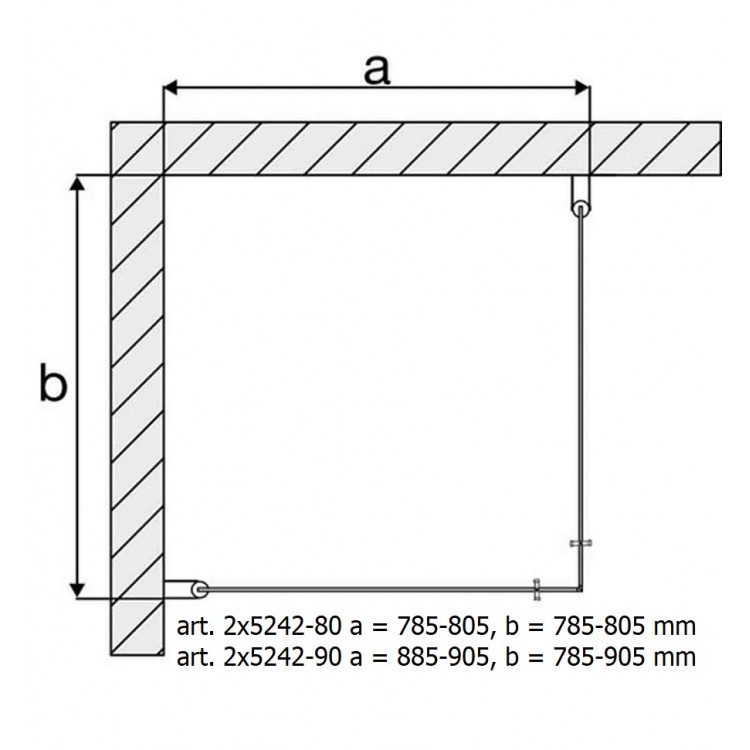 Dušas stūris kvadrātveida Duschy BLACK 800x800, caurspīgs stikls 2x5242-80