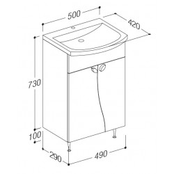 Vannas istabas skapītis ar izlietni RB ELZA 50cm EA50-3