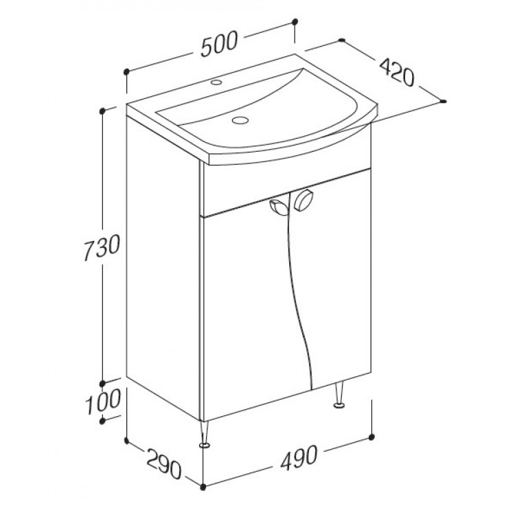 Vannas istabas skapītis ar izlietni RB ELZA 50cm EA50-3