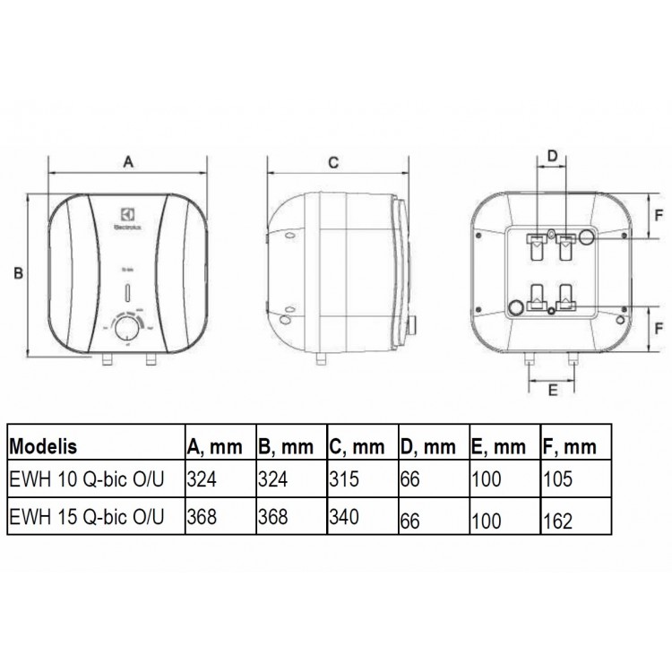 Elektriskais ūdens sildītājs (boileris) Electrolux Q-BIC U 15L,zem izlietnes