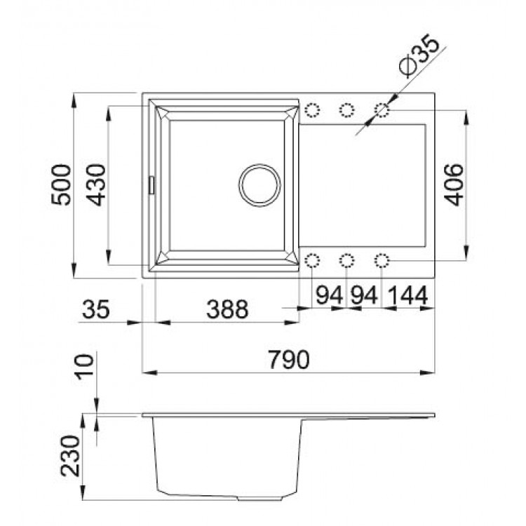 Virtuves izlietne Elleci Easy-135 68x50cm, beige