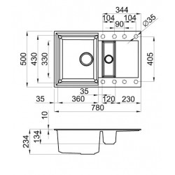 Virtuves izlietne Elleci Easy-325 78x50cm, beige