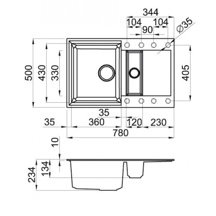 Virtuves izlietne Elleci Easy-325 78x50cm, espresso metālika