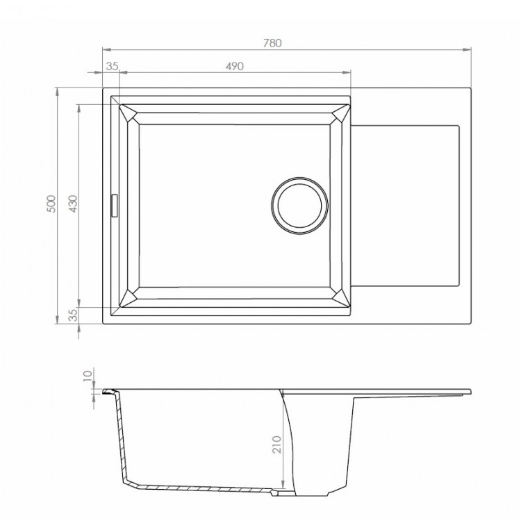 Virtuves izlietne Elleci Easy-310 79x50cm, beige