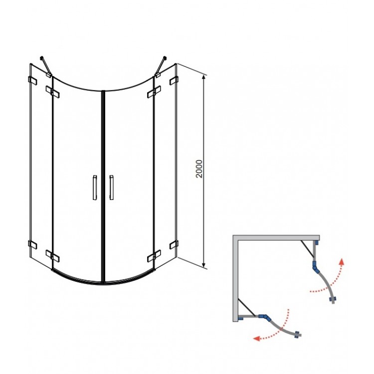 Asimetriska dušas kabīne Radaway Euphoria PDD 90x100 cm