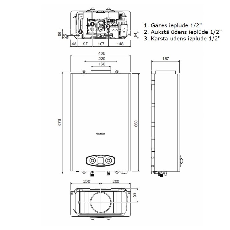 Gāzes ūdens sildītājs Ferroli ZEFIRO ECO 14 LPG, GCA1PLAA