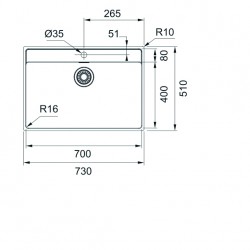 Virtuves izlietne FRANKE MARIS 73x51 cm, MRX210-70TL,127.0531.91