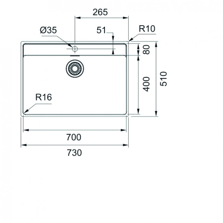 Virtuves izlietne FRANKE MARIS 73x51 cm, MRX210-70TL,127.0531.91