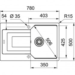 Virtuves izlietne FRANKE URBAN 78x50 cm, UBG 611-78, steingrau
