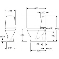 Tualetes pods Gustavsberg Nautic 1500 Ceramic Plus ar soft Close vāku GB1115002R