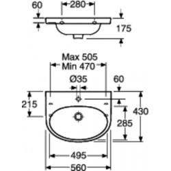 Vannas istabas izlietne Gustavsberg Nautic 5556 56x43 cm, Ceramicplus pārklājums, 555699R1.