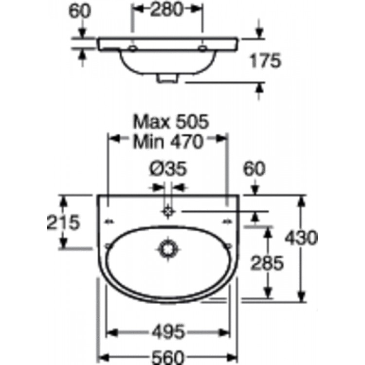 Vannas istabas izlietne Gustavsberg Nautic 5556 56x43 cm, Ceramicplus pārklājums, 555699R1.