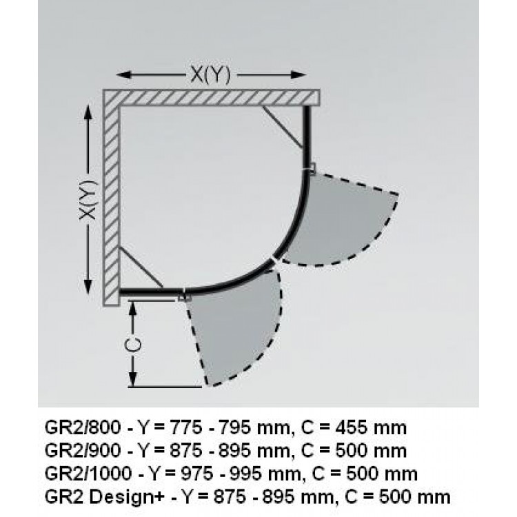 Dušas stūris pusapaļš Roth GR2 800x800