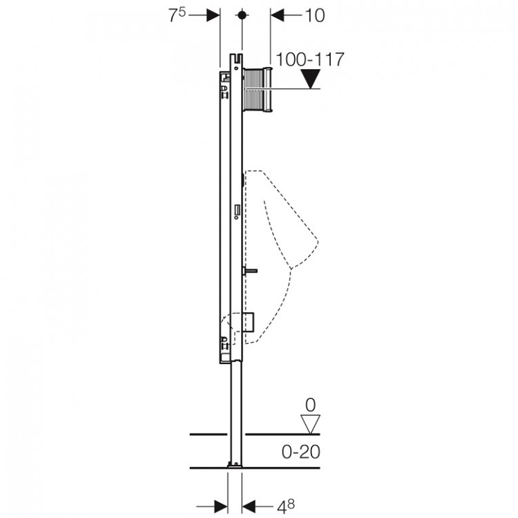 Pisuāra iebūvējamais rāmis Geberit DuofixBasic, 111.665.00.5
