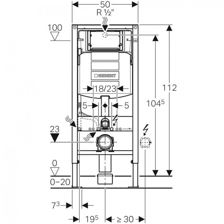 Iebūvējamais rāmis tualetes podam Geberit Montāžas rāmis WC podam Duofix Sigma, 111.300.00.5