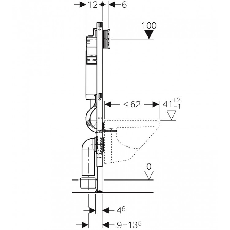 Iebūvējamais rāmis tualetes podam Geberit Montāžas rāmis WC podam Duofix Sigma, 111.300.00.5
