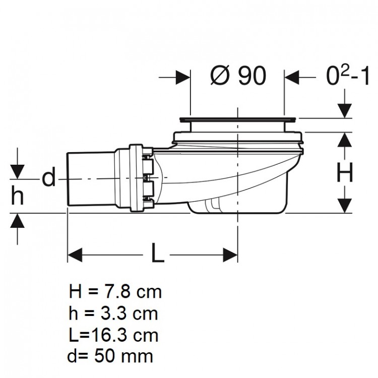 Dušas sifons Geberit d90, 150.551.21.1