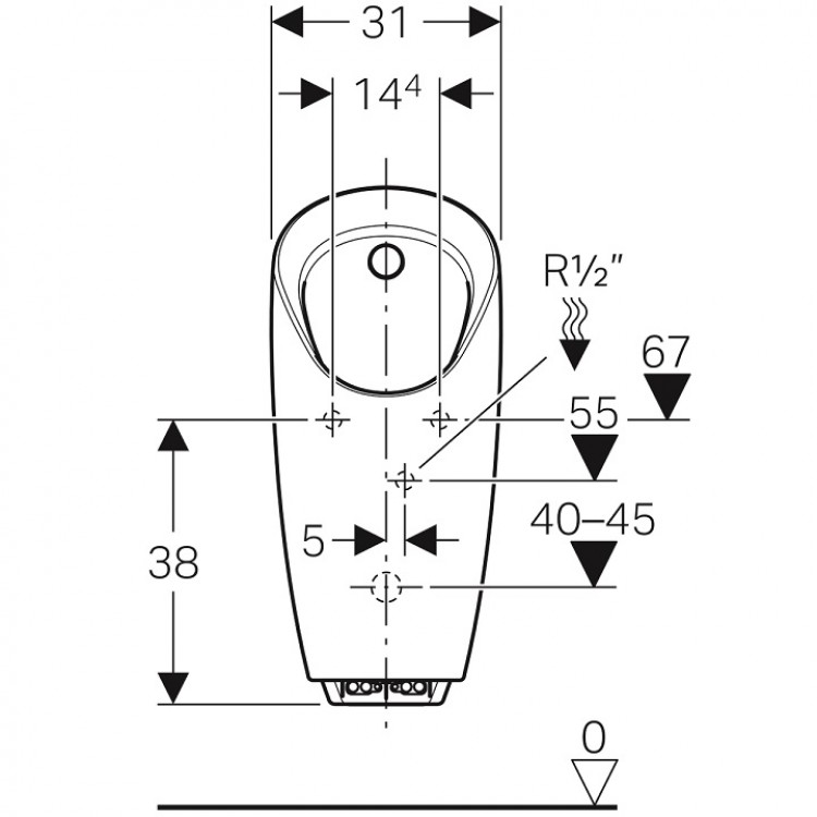 Pisuārs ar integrētu sensora bloku Geberit Preda 3V, 116.073.00.