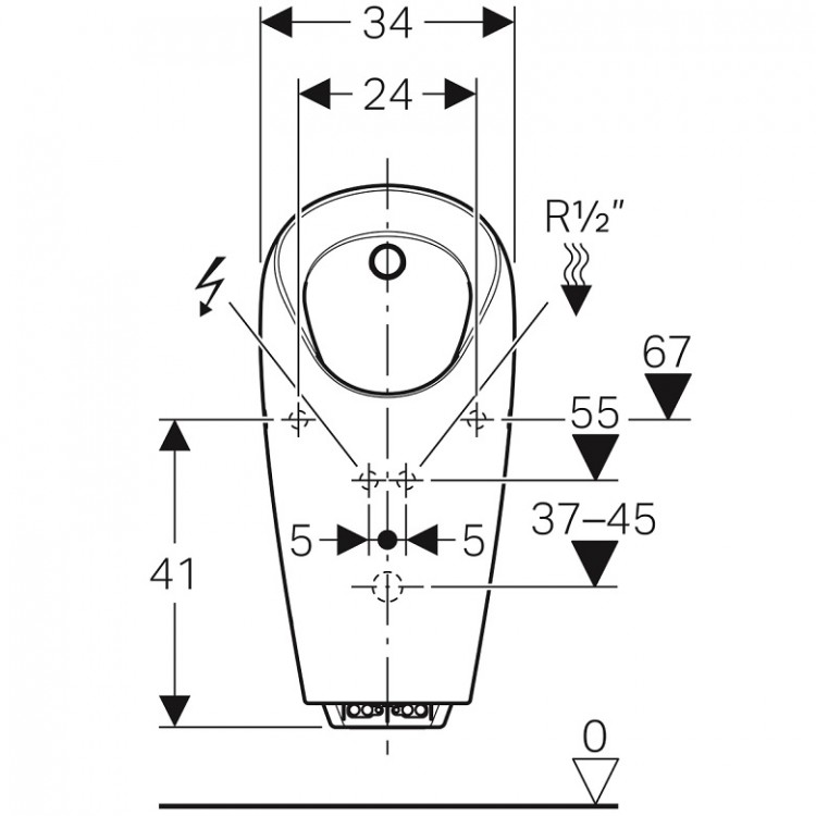 Pisuārs ar integrētu sensora bloku Geberit Selva 230V, 116.082.0