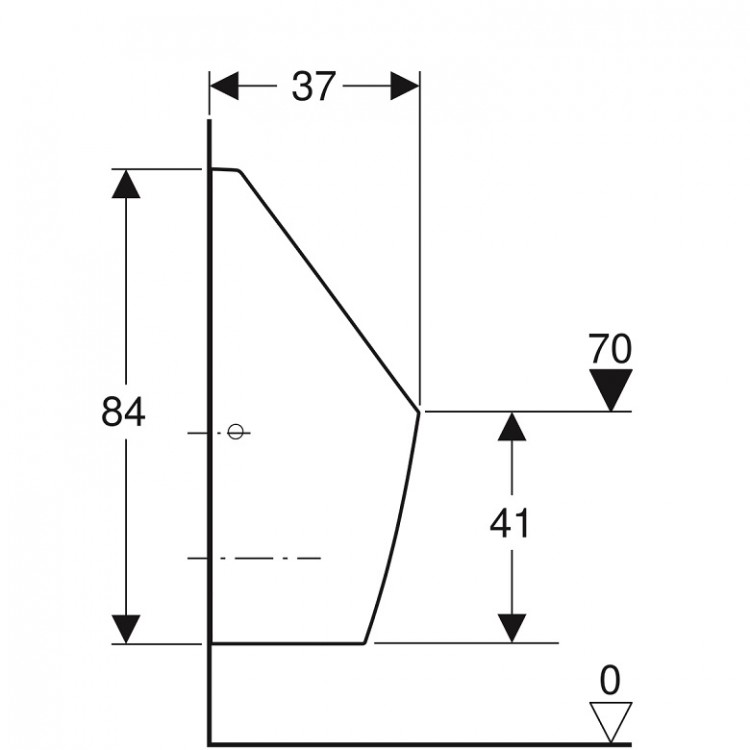 Pisuārs iebūvētajai vadības sistēmai Geberit Tamina, 116.140.00.
