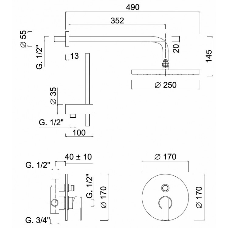 Dušas sistēma Giulini Surf 5813KB