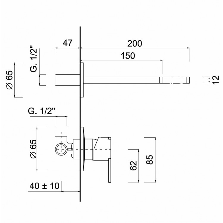 Izlietnes maisītājs no sienas Giulini Surf, hroms 5820CH