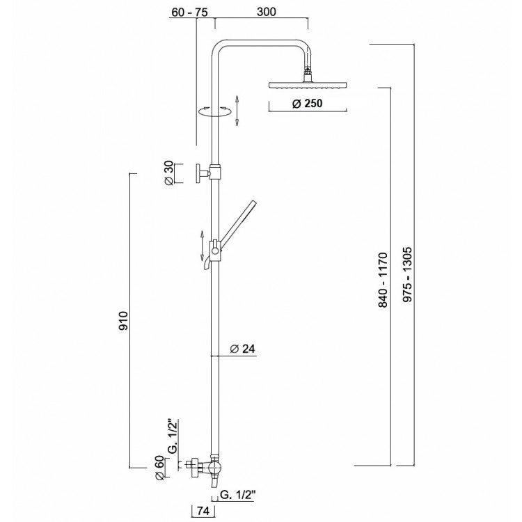 Termostata dušas sistēma Giulini SURF 8225WC-SH25