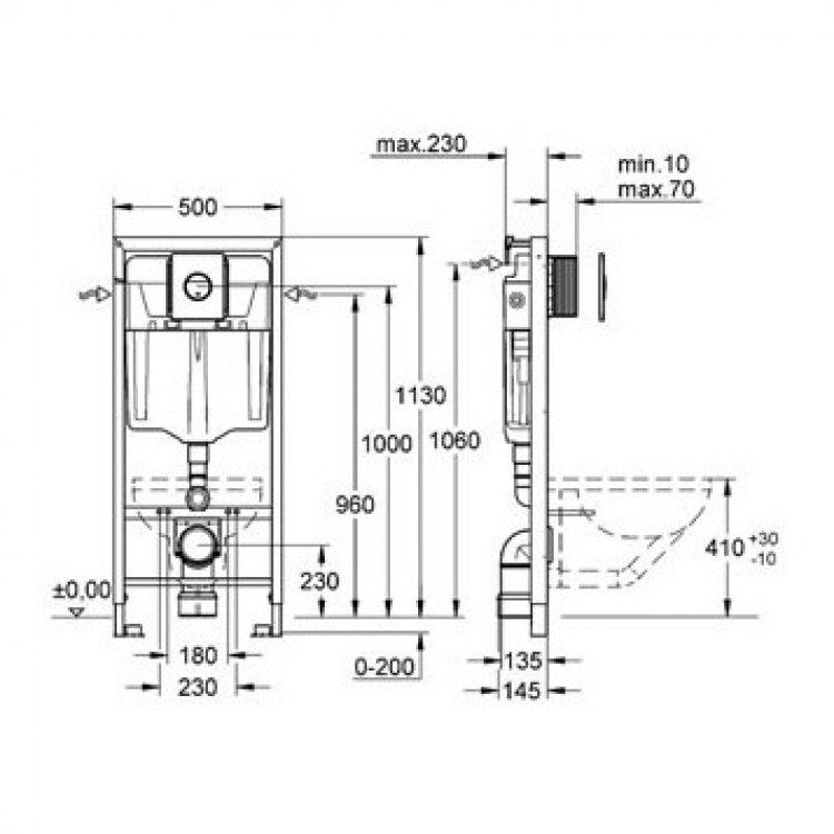 Iebūvējamais rāmis tualetes podam Grohe Komplekts Cosmo Nova poga, 38813001