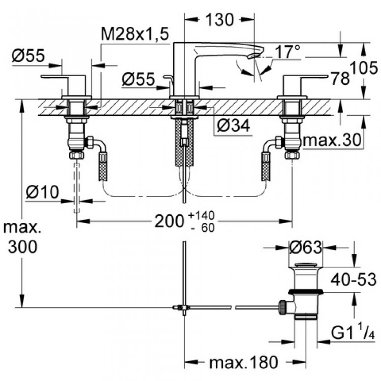 Izlietnes maisītājs 3 daļīgs Grohe Eurostyle Cosm, 20208 002