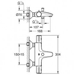 Vannas un dušas termostata maisītājs Grohe GROHETERM 800, hroms 34567000