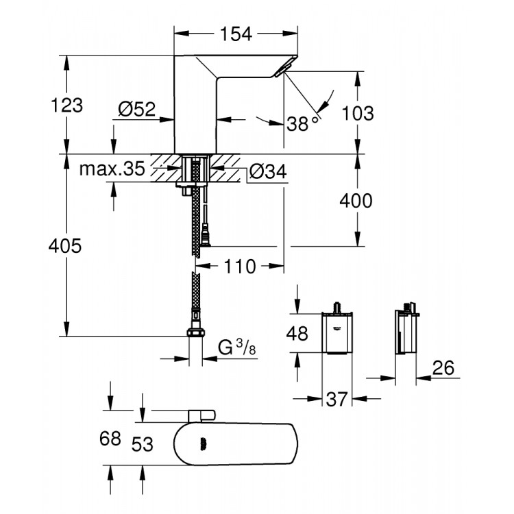 Izlietnes maisītājs GROHE Bau Cosmopolitan E 6V, 36451000