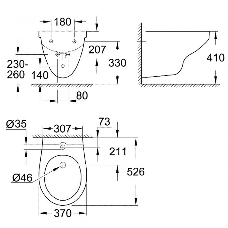 Bidē piekaramais Grohe Bau Ceramic, 39433000